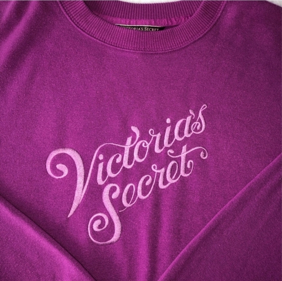 Victoria's Secret Purple Embroidered Crewneck Cropped Sweatshirt Size XL EUC - Picture 9 of 16